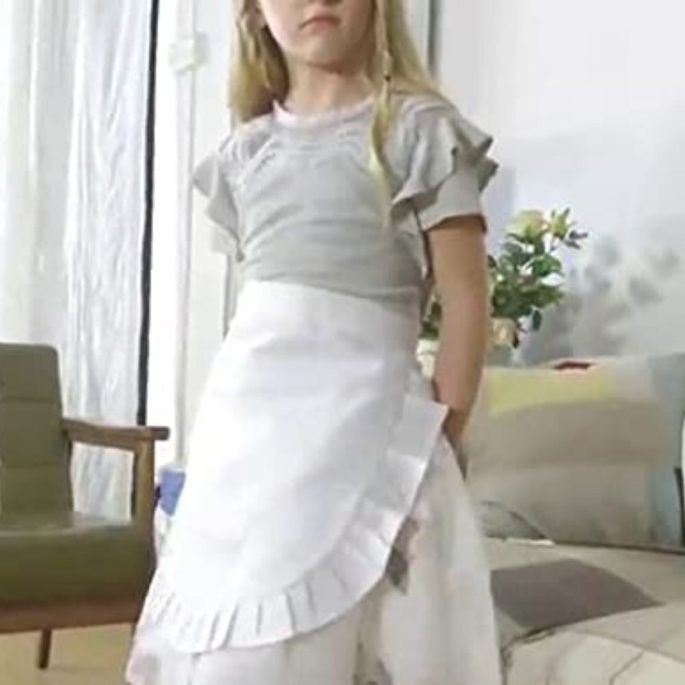 White Ruffled Apron Costume for Kids - Classic Play Dress-Up